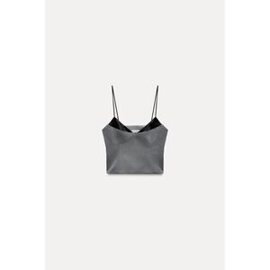 NWT ZARA SATIN EFFECT COMBINATION STRAPPY TOP - Gray